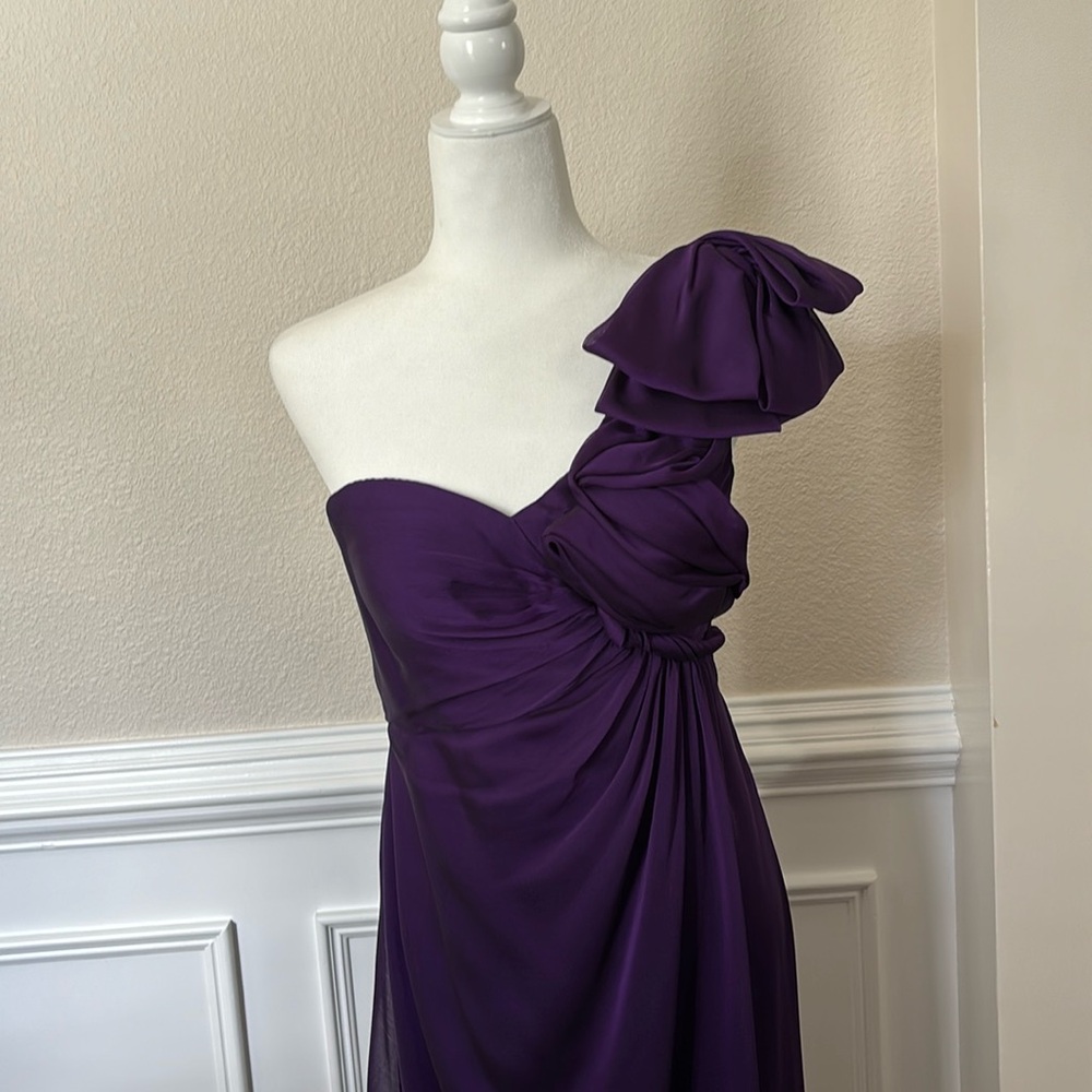 Purple, one-shoulder, Niteline evening gown
